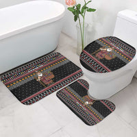 East Timor Christmas Bathroom Set with Santa in Traditional Robe Gift Basket Ho Ho Ho Text and Black Festive - Wonder Print Shop