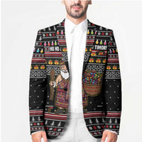 East Timor Christmas Blazer with Santa in Traditional Robe Gift Basket Ho Ho Ho Text and Black Festive - Wonder Print Shop