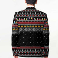 East Timor Christmas Blazer with Santa in Traditional Robe Gift Basket Ho Ho Ho Text and Black Festive - Wonder Print Shop