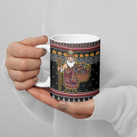 East Timor Christmas Ceramic Mug with Santa in Traditional Robe Gift Basket Ho Ho Ho Text and Black Festive - Wonder Print Shop