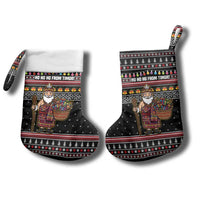 East Timor Christmas Stocking with Santa in Traditional Robe Gift Basket Ho Ho Ho Text and Black Festive - Wonder Print Shop