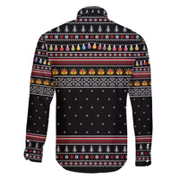 East Timor Christmas Family Matching Off The Shoulder Long Sleeve Dress and Hawaiian Shirt with Santa in Traditional Robe Gift Basket Ho Ho Ho Text and Black Festive - Wonder Print Shop