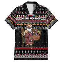 East Timor Christmas Family Matching Tank Maxi Dress and Hawaiian Shirt with Santa in Traditional Robe Gift Basket Ho Ho Ho Text and Black Festive - Wonder Print Shop