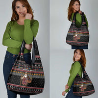 East Timor Christmas Grocery Bag with Santa in Traditional Robe Gift Basket Ho Ho Ho Text and Black Festive - Wonder Print Shop