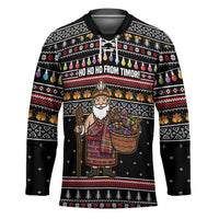 East Timor Christmas Hockey Jersey with Santa in Traditional Robe Gift Basket Ho Ho Ho Text and Black Festive - Wonder Print Shop