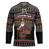 East Timor Christmas Hockey Jersey with Santa in Traditional Robe Gift Basket Ho Ho Ho Text and Black Festive - Wonder Print Shop