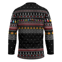 East Timor Christmas Hockey Jersey with Santa in Traditional Robe Gift Basket Ho Ho Ho Text and Black Festive - Wonder Print Shop