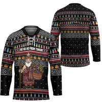 East Timor Christmas Hockey Jersey with Santa in Traditional Robe Gift Basket Ho Ho Ho Text and Black Festive - Wonder Print Shop