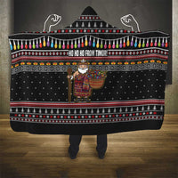 East Timor Christmas Hooded Blanket with Santa in Traditional Robe Gift Basket Ho Ho Ho Text and Black Festive - Wonder Print Shop
