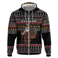 East Timor Christmas Hoodie with Santa in Traditional Robe Gift Basket Ho Ho Ho Text and Black Festive - Wonder Print Shop