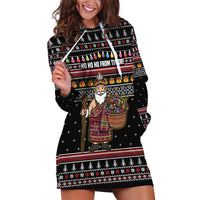East Timor Christmas Hoodie Dress with Santa in Traditional Robe Gift Basket Ho Ho Ho Text and Black Festive - Wonder Print Shop