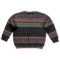 East Timor Christmas Kid Ugly Christmas Sweater with Santa in Traditional Robe Gift Basket Ho Ho Ho Text and Black Festive - Wonder Print Shop