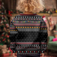 East Timor Christmas Kid Ugly Christmas Sweater with Santa in Traditional Robe Gift Basket Ho Ho Ho Text and Black Festive - Wonder Print Shop