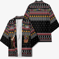 East Timor Christmas Kimono with Santa in Traditional Robe Gift Basket Ho Ho Ho Text and Black Festive - Wonder Print Shop