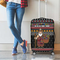 East Timor Christmas Luggage Cover with Santa in Traditional Robe Gift Basket Ho Ho Ho Text and Black Festive - Wonder Print Shop