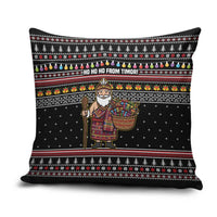 East Timor Christmas Pillow Cover with Santa in Traditional Robe Gift Basket Ho Ho Ho Text and Black Festive - Wonder Print Shop