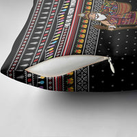 East Timor Christmas Pillow Cover with Santa in Traditional Robe Gift Basket Ho Ho Ho Text and Black Festive - Wonder Print Shop