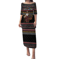 East Timor Christmas Puletasi with Santa in Traditional Robe Gift Basket Ho Ho Ho Text and Black Festive - Wonder Print Shop