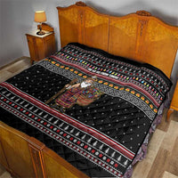 East Timor Christmas Quilt with Santa in Traditional Robe Gift Basket Ho Ho Ho Text and Black Festive - Wonder Print Shop