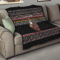 East Timor Christmas Quilt with Santa in Traditional Robe Gift Basket Ho Ho Ho Text and Black Festive - Wonder Print Shop