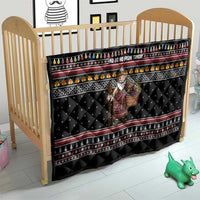 East Timor Christmas Quilt with Santa in Traditional Robe Gift Basket Ho Ho Ho Text and Black Festive - Wonder Print Shop
