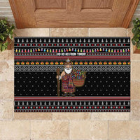 East Timor Christmas Rubber Doormat with Santa in Traditional Robe Gift Basket Ho Ho Ho Text and Black Festive - Wonder Print Shop