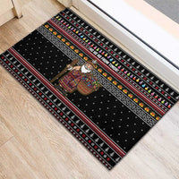 East Timor Christmas Rubber Doormat with Santa in Traditional Robe Gift Basket Ho Ho Ho Text and Black Festive - Wonder Print Shop