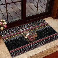 East Timor Christmas Rubber Doormat with Santa in Traditional Robe Gift Basket Ho Ho Ho Text and Black Festive - Wonder Print Shop