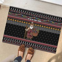 East Timor Christmas Rubber Doormat with Santa in Traditional Robe Gift Basket Ho Ho Ho Text and Black Festive - Wonder Print Shop