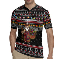 East Timor Christmas Rugby Jersey with Santa in Traditional Robe Gift Basket Ho Ho Ho Text and Black Festive - Wonder Print Shop
