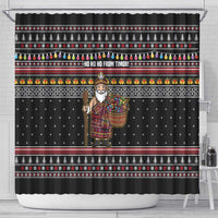East Timor Christmas Shower Curtain with Santa in Traditional Robe Gift Basket Ho Ho Ho Text and Black Festive - Wonder Print Shop