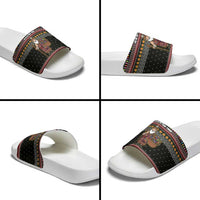 East Timor Christmas Slide Sandals with Santa in Traditional Robe Gift Basket Ho Ho Ho Text and Black Festive - Wonder Print Shop