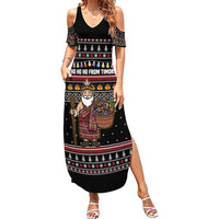 East Timor Christmas Summer Maxi Dress with Santa in Traditional Robe Gift Basket Ho Ho Ho Text and Black Festive - Wonder Print Shop