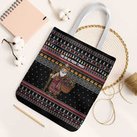 East Timor Christmas Tote Bag with Santa in Traditional Robe Gift Basket Ho Ho Ho Text and Black Festive - Wonder Print Shop