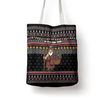 East Timor Christmas Tote Bag with Santa in Traditional Robe Gift Basket Ho Ho Ho Text and Black Festive - Wonder Print Shop