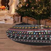 East Timor Christmas Tree Skirt with Santa in Traditional Robe Gift Basket Ho Ho Ho Text and Black Festive - Wonder Print Shop