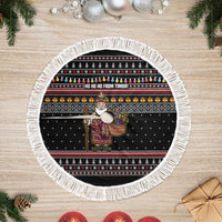 East Timor Christmas Tree Skirt with Santa in Traditional Robe Gift Basket Ho Ho Ho Text and Black Festive - Wonder Print Shop