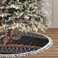 East Timor Christmas Tree Skirt with Santa in Traditional Robe Gift Basket Ho Ho Ho Text and Black Festive - Wonder Print Shop