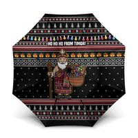 East Timor Christmas Umbrella with Santa in Traditional Robe Gift Basket Ho Ho Ho Text and Black Festive - Wonder Print Shop