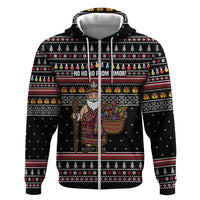 East Timor Christmas Zip Hoodie with Santa in Traditional Robe Gift Basket Ho Ho Ho Text and Black Festive - Wonder Print Shop