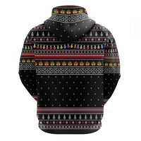East Timor Christmas Zip Hoodie with Santa in Traditional Robe Gift Basket Ho Ho Ho Text and Black Festive - Wonder Print Shop