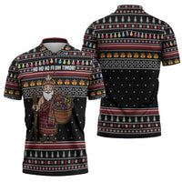 East Timor Christmas Zipper Polo Shirt with Santa in Traditional Robe Gift Basket Ho Ho Ho Text and Black Festive - Wonder Print Shop