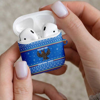 Equatorial Guinea Christmas AirPods Case with Nzalang Noel Eagle Flag Snowflakes and Blue Holiday - Wonder Print Shop