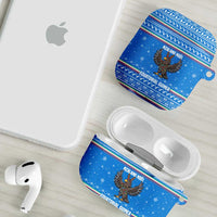 Equatorial Guinea Christmas AirPods Case with Nzalang Noel Eagle Flag Snowflakes and Blue Holiday - Wonder Print Shop