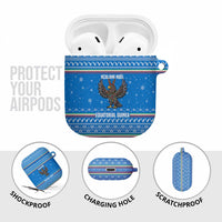 Equatorial Guinea Christmas AirPods Case with Nzalang Noel Eagle Flag Snowflakes and Blue Holiday - Wonder Print Shop