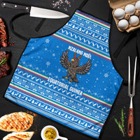 Equatorial Guinea Christmas Apron with Nzalang Noel Eagle Flag Snowflakes and Blue Holiday - Wonder Print Shop