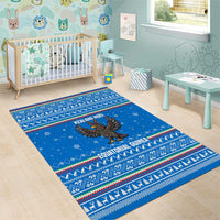 Equatorial Guinea Christmas Area Rug with Nzalang Noel Eagle Flag Snowflakes and Blue Holiday - Wonder Print Shop