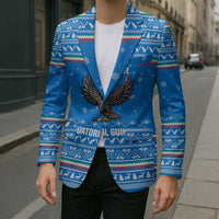 Equatorial Guinea Christmas Blazer with Nzalang Noel Eagle Flag Snowflakes and Blue Holiday - Wonder Print Shop
