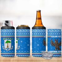 Equatorial Guinea Christmas 4 in 1 Can Cooler Tumbler with Nzalang Noel Eagle Flag Snowflakes and Blue Holiday - Wonder Print Shop