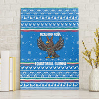 Equatorial Guinea Christmas Canvas Wall Art with Nzalang Noel Eagle Flag Snowflakes and Blue Holiday - Wonder Print Shop
